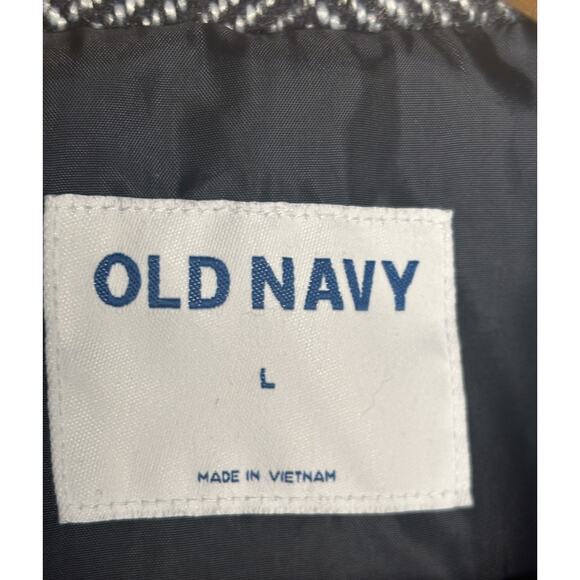 Old Navy Soft Brushed Herringbone Wool Blend Jacket Size Large Navy Gray *FLAW* - Picture 10 of 13